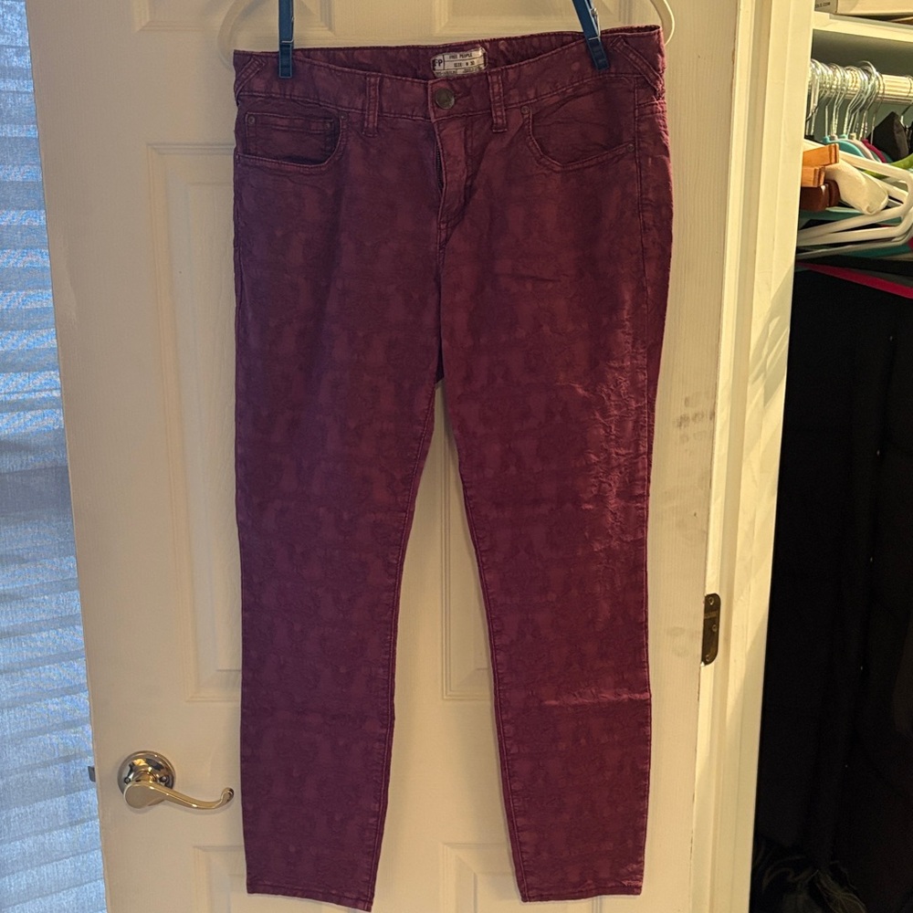 Free People Ankle Cropped Jeans in Rich Purple